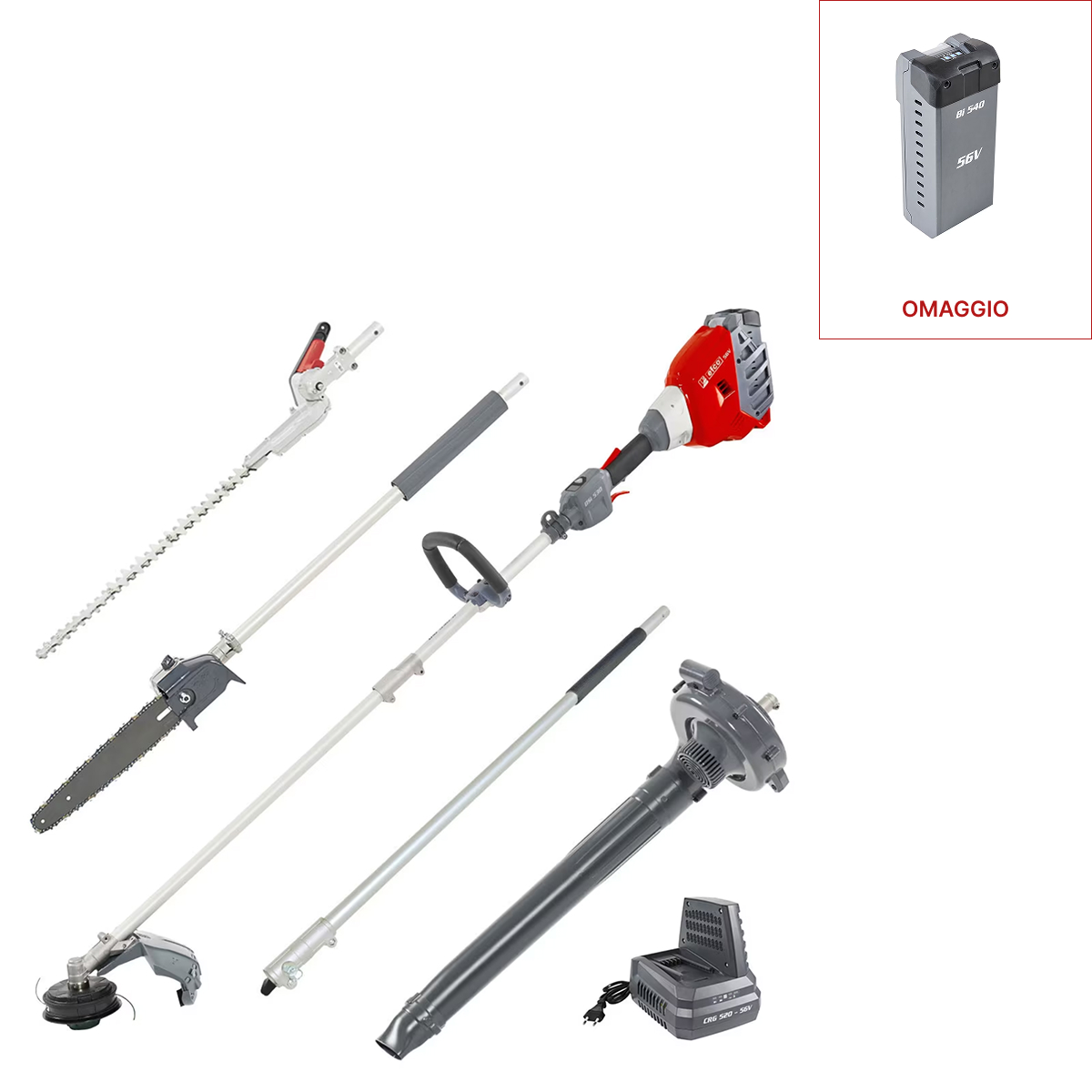 Efco DSi 530 D - Kit con 5 applicazioni, batteria Bi 540 e caricabatteria CRG 520