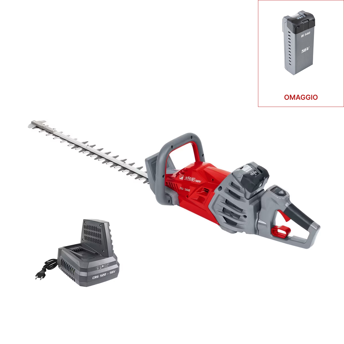 Efco TGi 560 con batteria Bi 525 e caricabatterie CRG 520