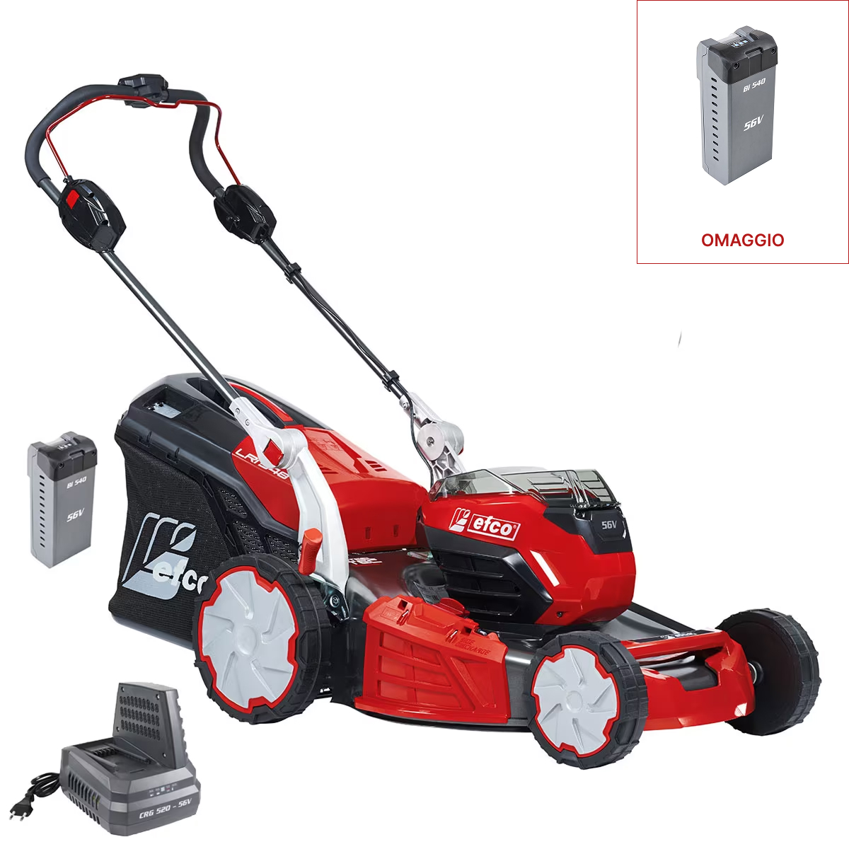 Efco LRi 548 P con batteria Bi 540 e caricabatterie CRG 520