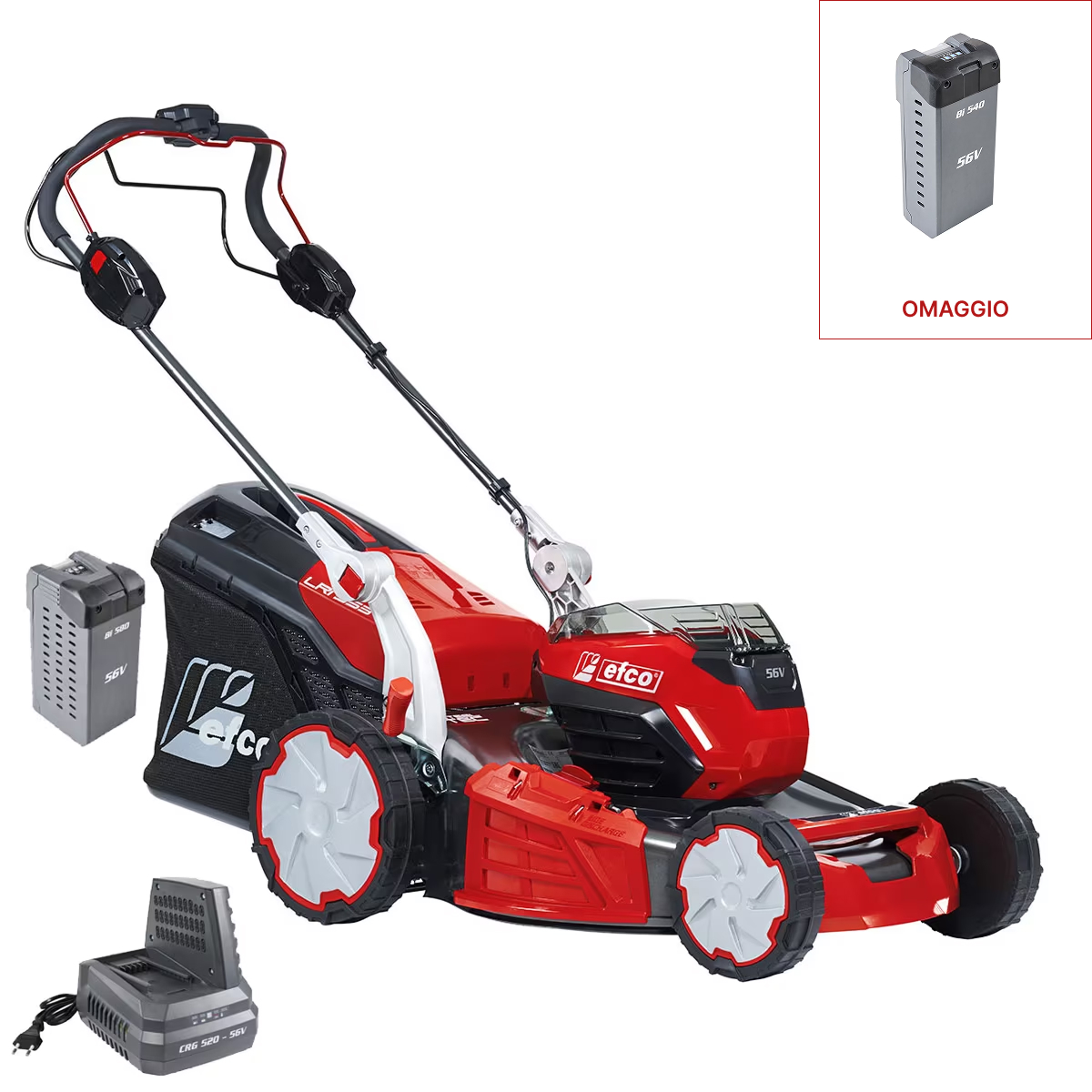Efco LRi 553 V con batteria Bi 580 e caricabatterie CRG 520
